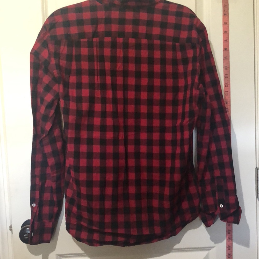 Aeo Red Checkered Button Down - image 5